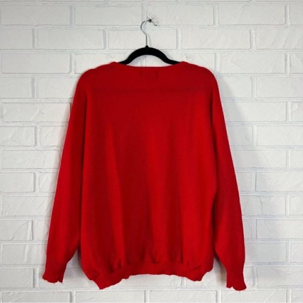 VINTAGE Red Floral Embroidered Dolman Sleeve Sweater 44 - Picture 5 of 9